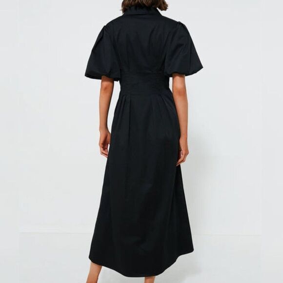 TUCKERNUCK- S -  Black Delaney Puff Sleeve Fit & Flare Pleated Maxi Dress $228 - Picture 5 of 8